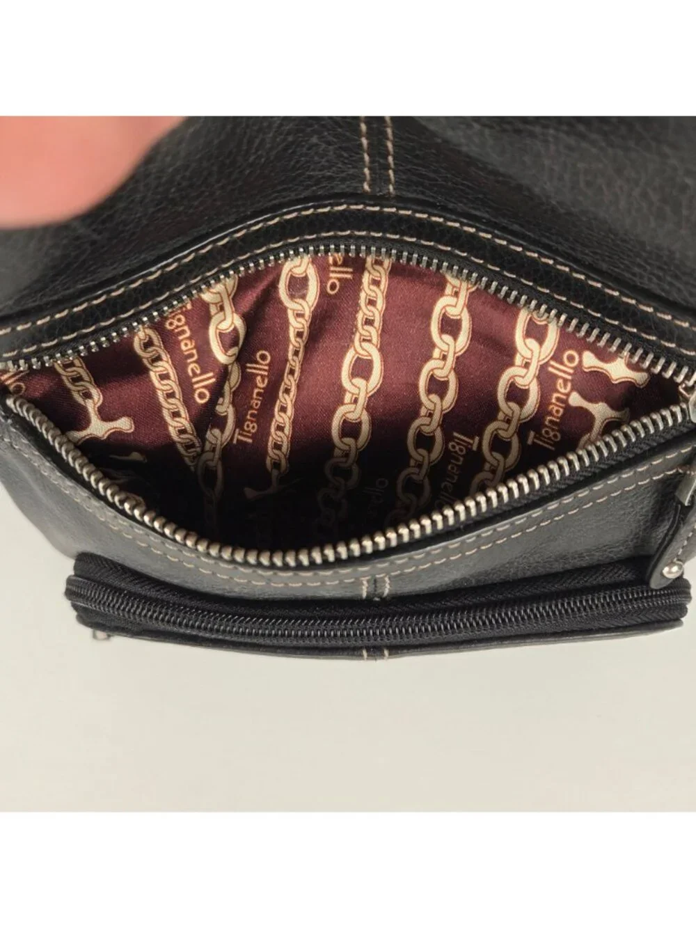 Tignanello Multi Pocket Organizer Crosssbody Bag Black Leather 10